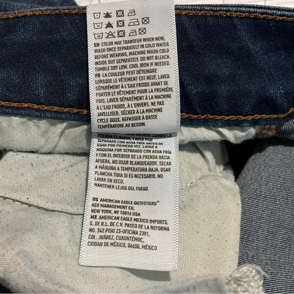AMERICAN EAGLE Sz 14 Jeans High Rise Slim Flare Mid-Wash Wiskering Stretch - Picture 9 of 13
